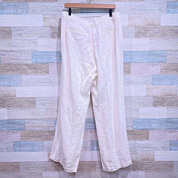LAFAYETTE 148 100% Linen Gates Pants Ivory/Cream Dress Career Work Womens US 12 - Picture 4 of 8